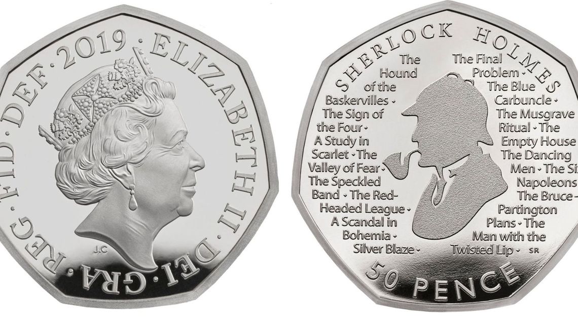 Nowa moneta 50 pensów z wizerunkiem Sherlocka Holmesa