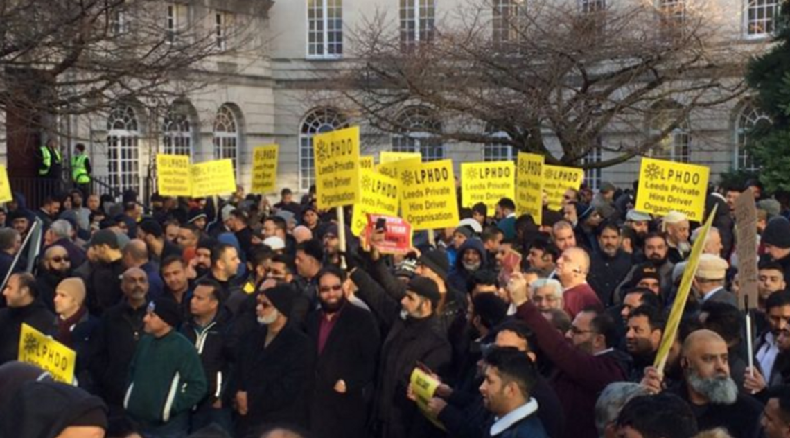 Protest taksówkarzy w Leeds