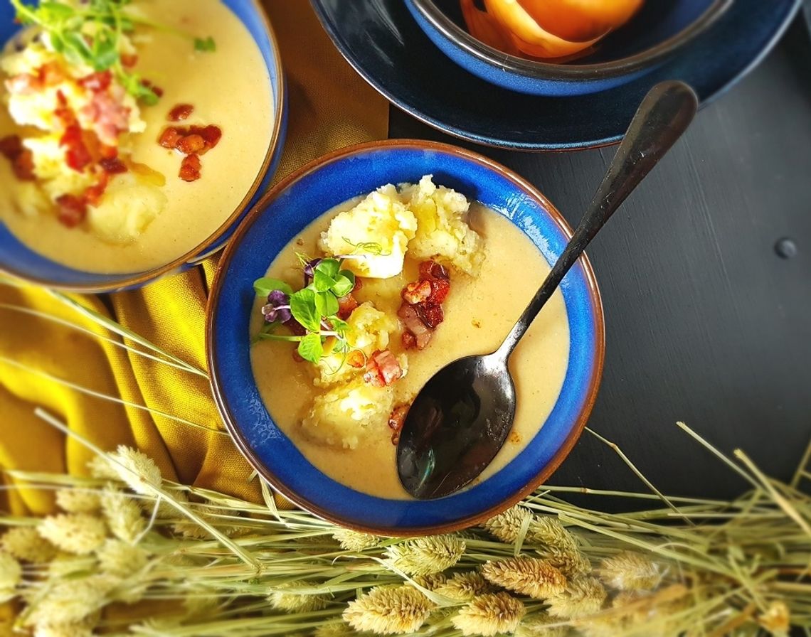Zupa-krem z kiszonej kapusty z prażokami