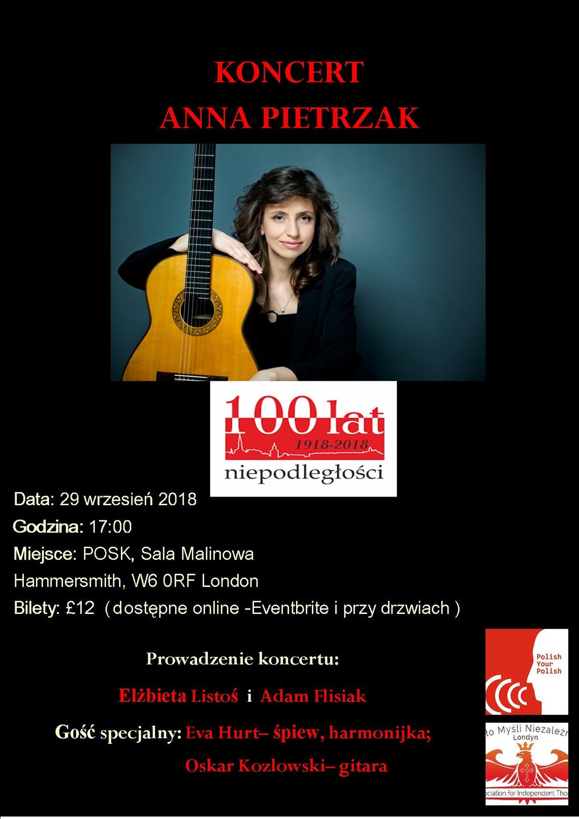 Koncert - ANNA PIETRZAK - 100 lat niepodległości